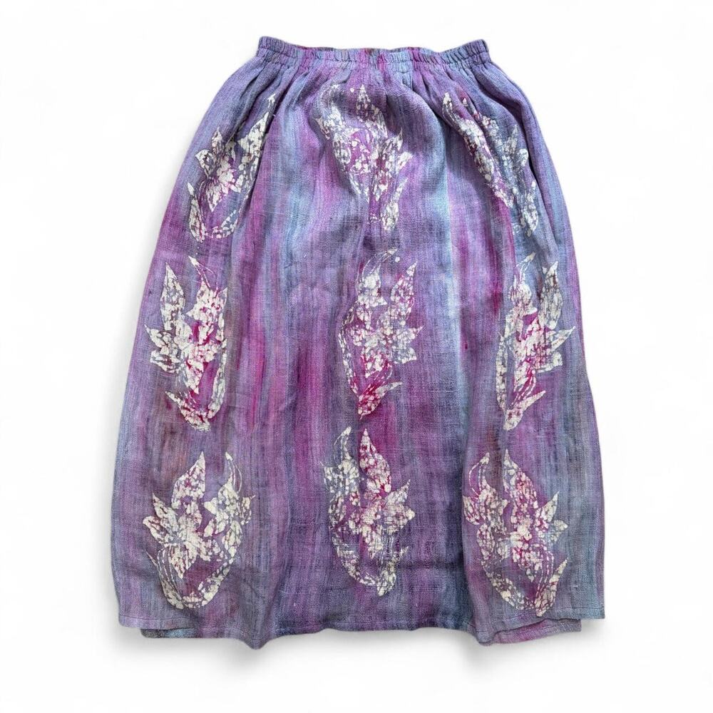 Vintage Y2K Floral Cottage Core Abstract Womens Sz L Flowy Maxi Skirt